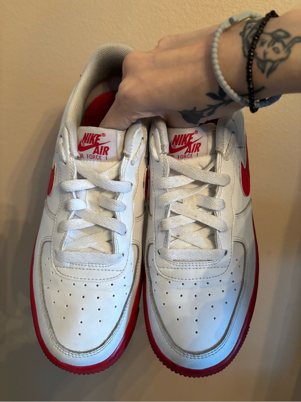 Nike Air Force 1 GS 'White Red Sole' - Picture 3 of 7